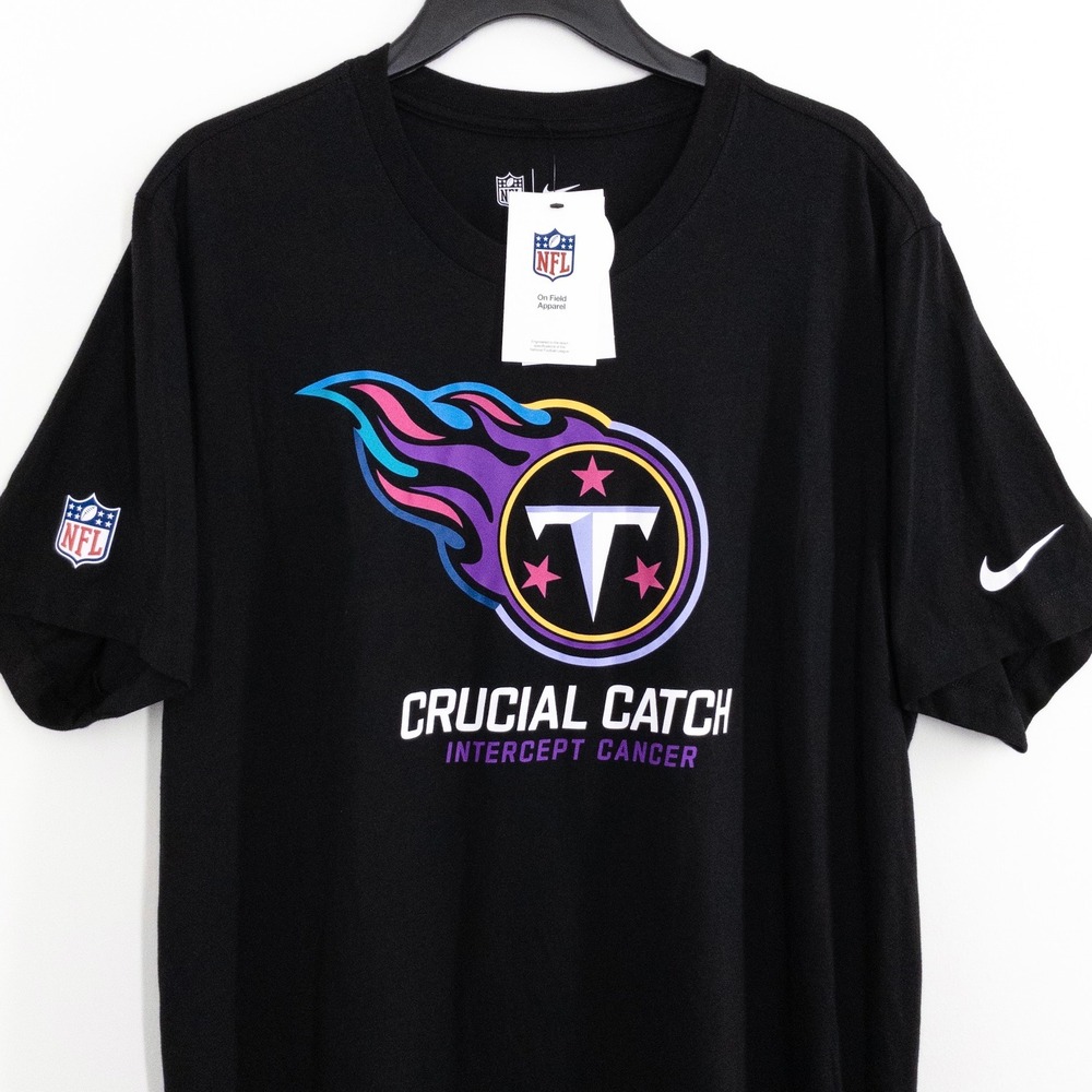 Nike Tennessee Titans Crucial Catch T-Shirt Men's XL Black NFL Intercept Cancer